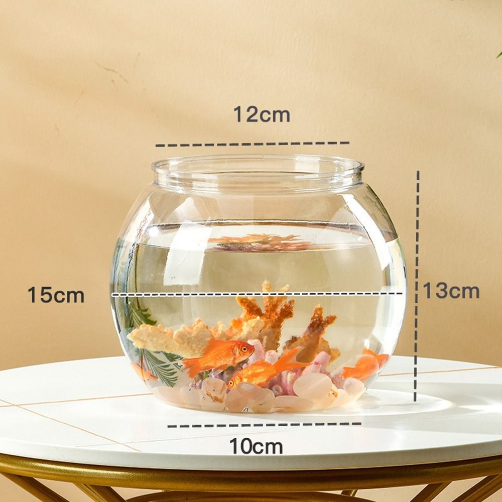Live Fish Aquarium - Akuarium Meja Transparan Bulat Kecil dari