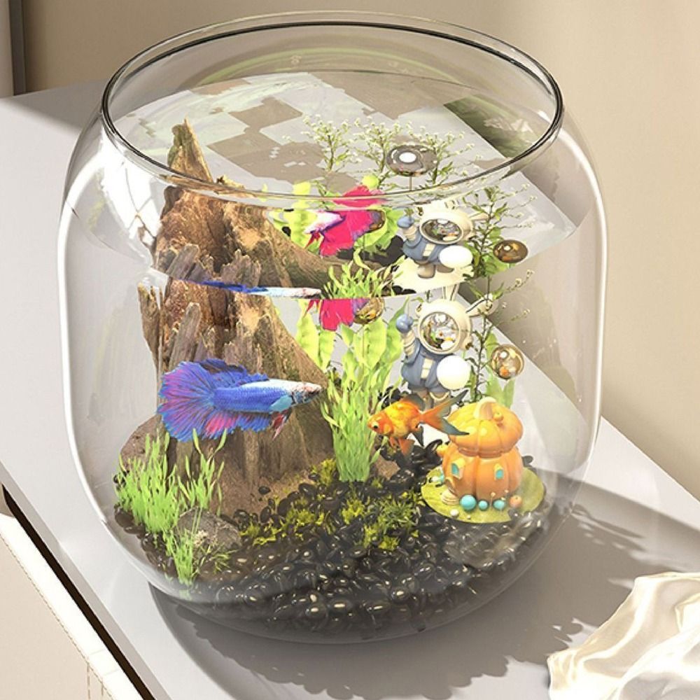 Live Fish Aquarium - Tangki Ikan Bulat Transparan Plastik Anti