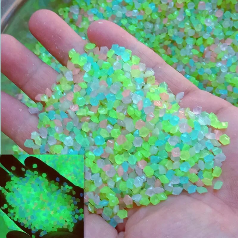 Aquarium Fish Glow In The Dark - 1000 buah 3-5mm pasir bercahaya dalam
