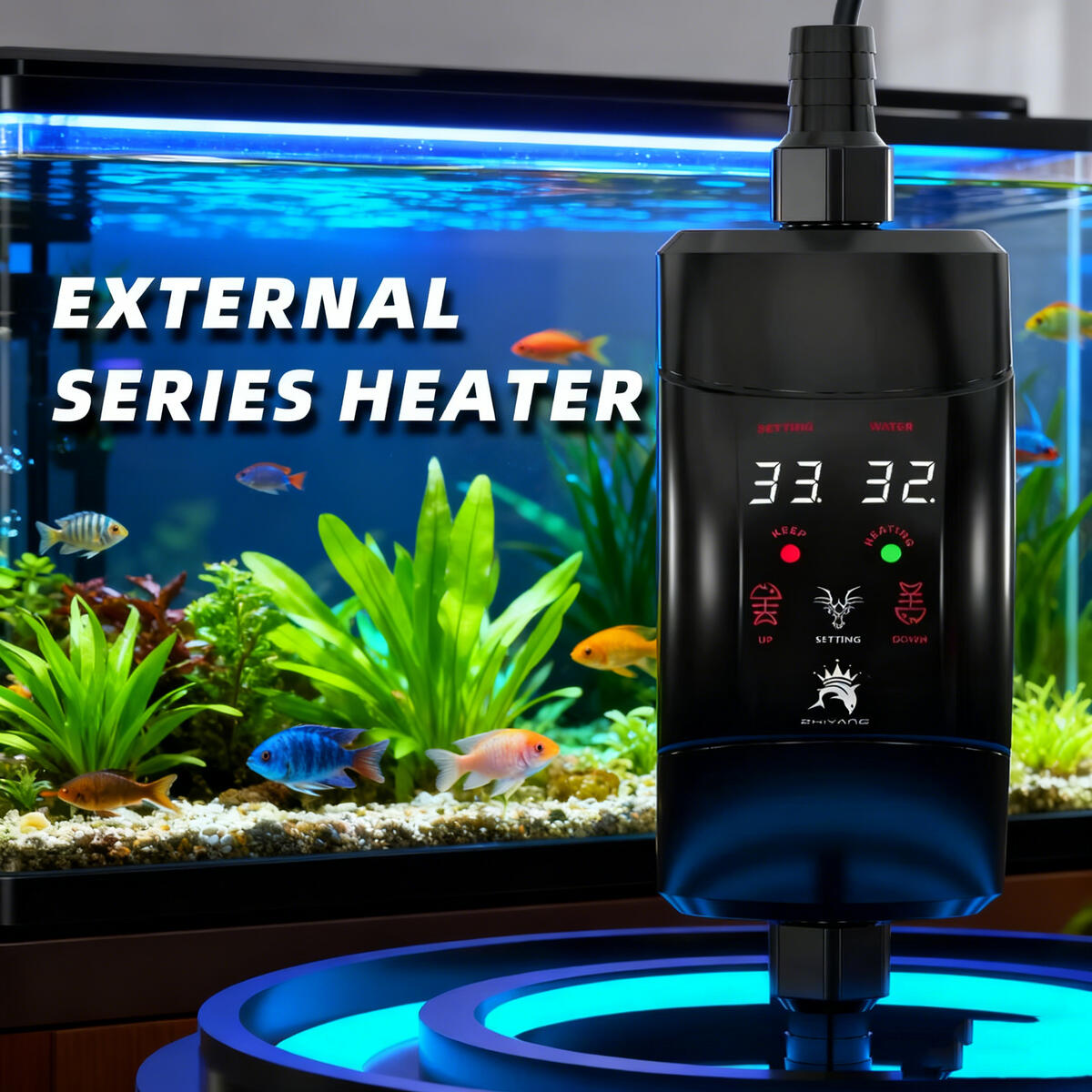 Aquarium Fish Cold Water - Termostat otomatis, tongkat pemanas eksternal 300W