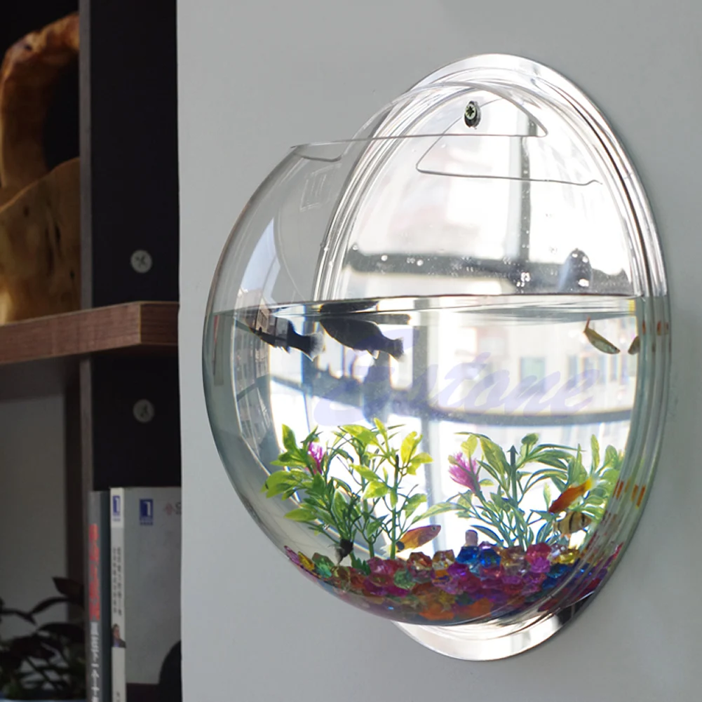 Aquarium Fish Pot - Pot Hiasan Dinding Mount Gelembung Akuarium
